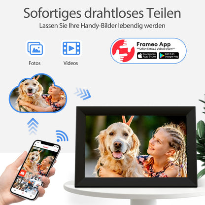 Ekasoco Frameo Digitaler Bilderrahmen 10,1 Zoll WLAN Touchscreen 32GB