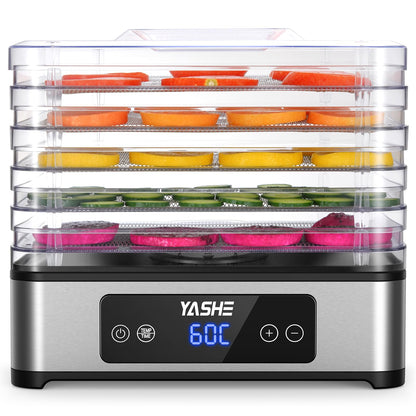 YASHE Dörrautomat FD-1019, 5 Edelstahl-Einschübe, 400 W, Timer