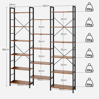 Hzuaneri Bücherregal 6 Etagen – Vintage Braun-Schwarz BC10101B