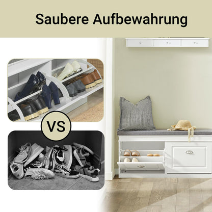 SoBuy FSR64-W Schuhbank mit Sitzfläche, Stauraum - Weiss