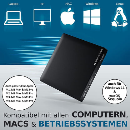 techPulse120 Imperator USB-C 4K Blu-ray Brenner - Alu Schwarz
