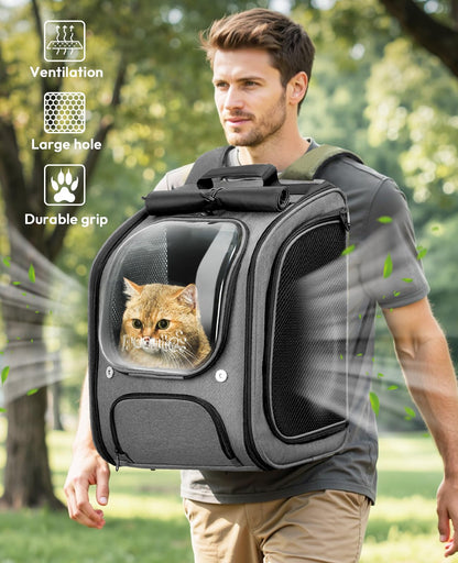 pecute Katzenrucksack Bubble – Haustier-Tragtasche grau