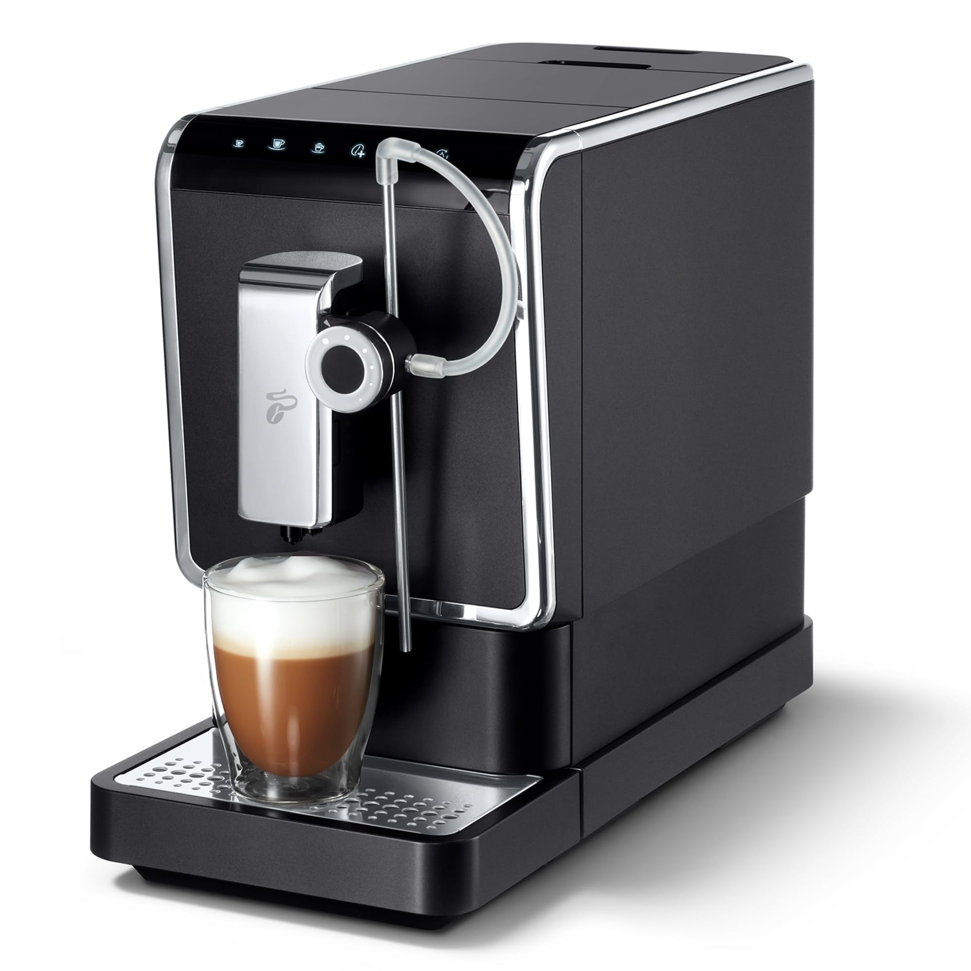Tchibo Esperto Pro Kaffeevollautomat One Touch - Anthrazit. Kubischer Automat bereitet Espresso, Kaffee, Milch per Knopfdruck.