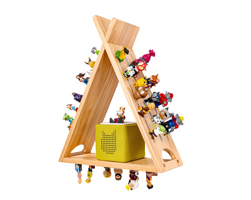 MIMONDO Tonieregal für 60 Tonies aus Holz - Stehend & Hängend. Holzregal mit vielen Fächern für die flexible Tonie-Aufbewahrung.