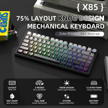 AJAZZ x Attack Shark X85 Mechanische Gaming-Tastatur - 75% kabellos RGB