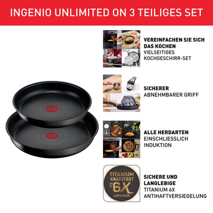 Tefal Ingenio Unlimited On Pfannenset 3-tlg. abnehmbarer Griff 24/28cm