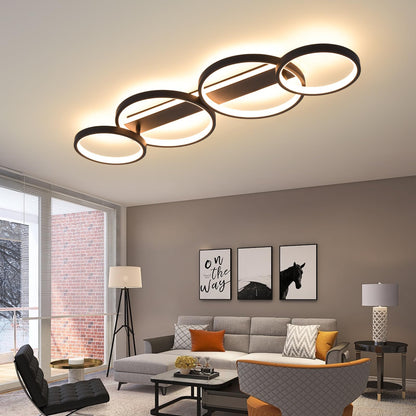 Design Ringform Dimmbar LED Deckenleuchte - 4-flammig Schwarz 86cm