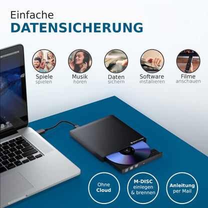 techPulse120 Imperator USB-C 4K Blu-ray Brenner - Alu Schwarz