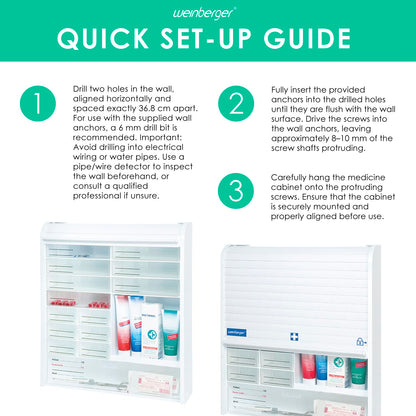 Weinberger Medizinschrank Jalousie - Weiss, abschliessbar