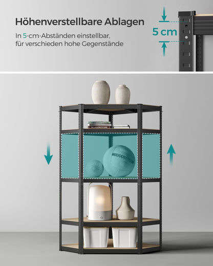 SONGMICS Eckregal GLR080B01, Schwerlastregal aus Metall mit 5 Ebenen