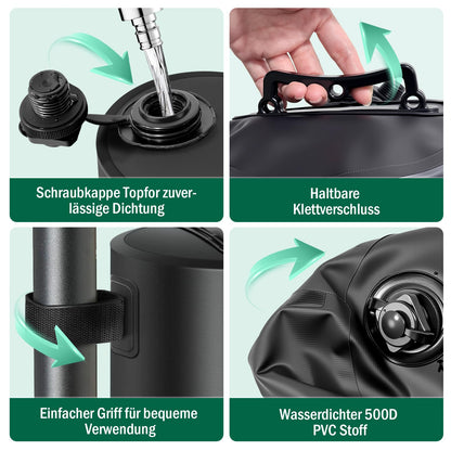 MRWiZMS Pavillongewichte 4er Set, wasserbefüllbar, Schwarz