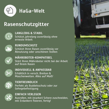 HaGa Rasenschutzgitter RK3 1,3 m x 10 m, HD-PE, befahrbar