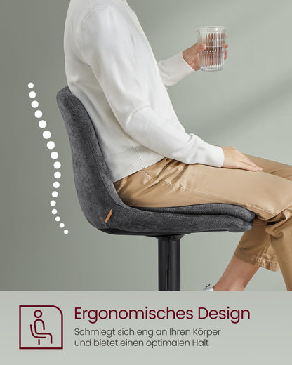 VASAGLE Barhocker 2er Set, höhenverstellbar, schiefergrau LJB195G02