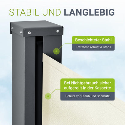 Juskys Seitenmarkise Dubai 160x300 cm Sichtschutz – Beige