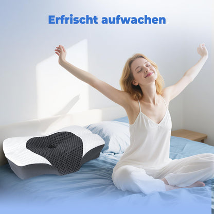 SAHEYER Ergonomisches Nackenkissen aus Memory Foam, 60x40 cm, Grau
