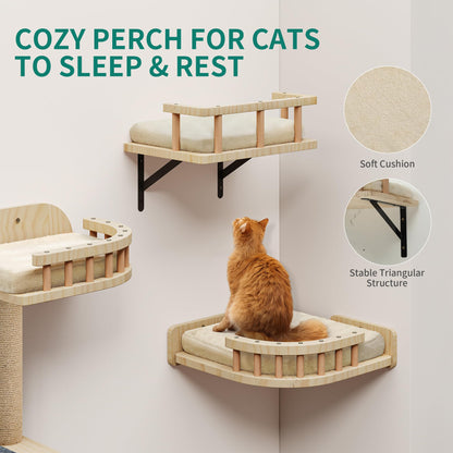 YITAHOME Katzen-Kletterwand aus Holz, 7-teiliges Kratzbaum-Set