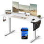SONGMICS Elektrischer Höhenverstellbarer Schreibtisch 140x60cm weiss. Rechteckige, weisse Tischplatte. Ermöglicht ergonomisches Arbeiten im Sitzen oder Stehen.