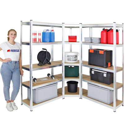 PROREGAL Mega Deal Eckregal Ragnar Steckregal Set - 3-tlg. Verzinkt