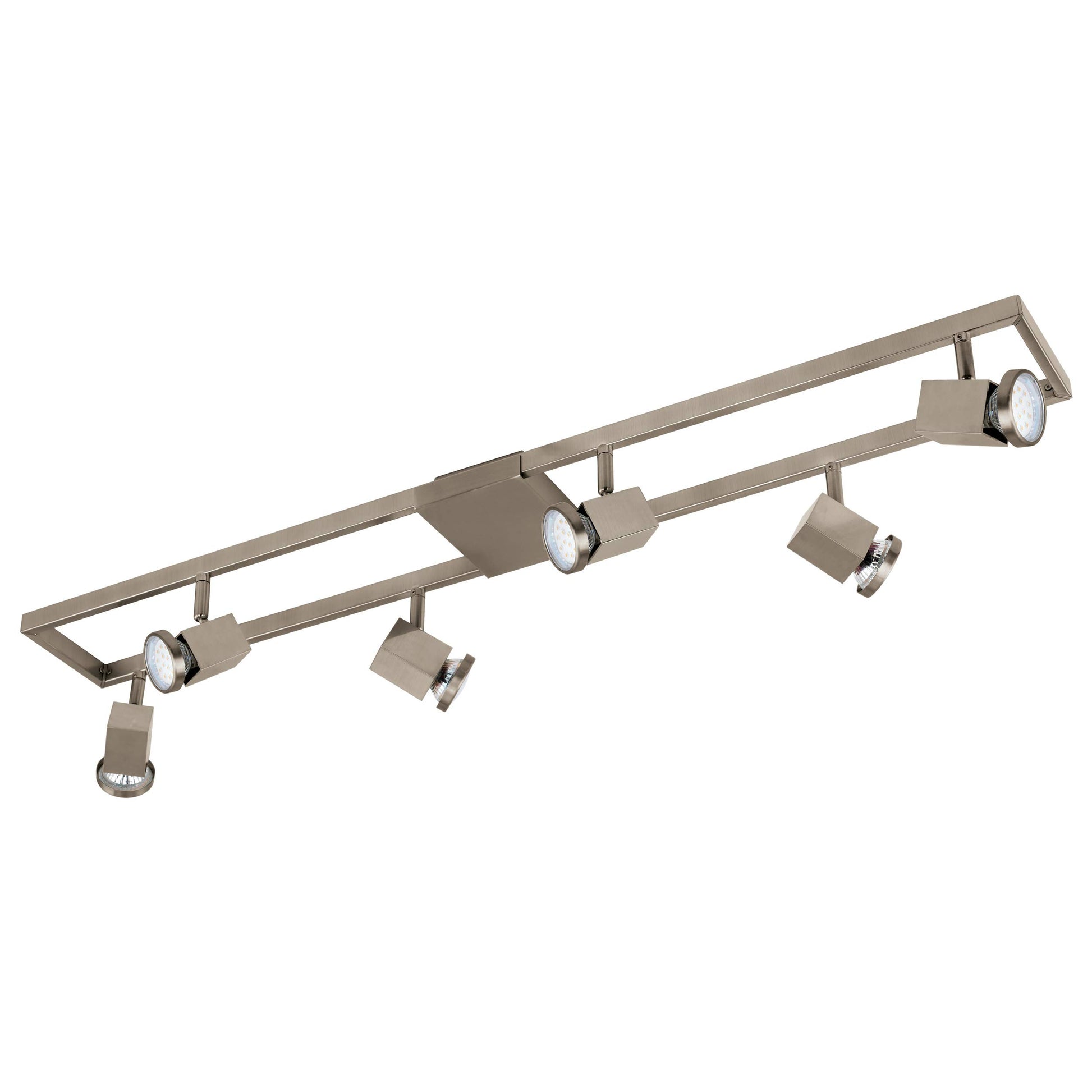 EGLO Zeraco LED Deckenleuchte – 6-flammig Silber. Silberne Deckenleuchte mit sechs LED-Lichtquellen zur Montage an der Decke für Raumbeleuchtung.