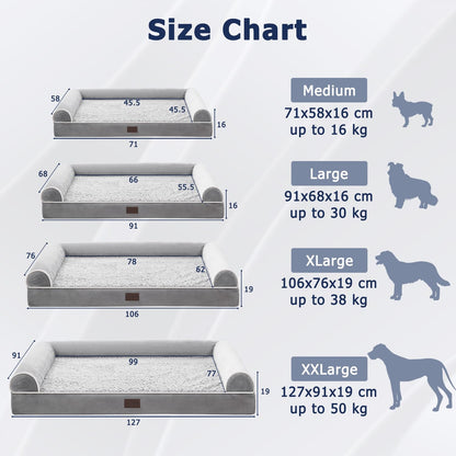 WESTERN HOME Orthopädisches Hundebett, wasserdicht, Grau, 106x76x19 cm