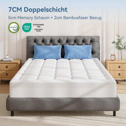 ABENE Gel Memory Schaum Topper 180x200cm H3 Bambusbezug