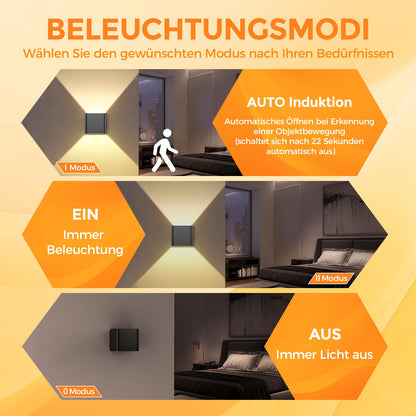 GEARLITE LED Wandleuchte mit Bewegungsmelder, aufladbar, 4er-Set