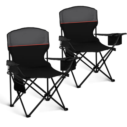 LET'S CAMP Campingstuhl 2er-Set, klappbar, bis 120 kg, Schwarz – gepolstert, mit Armlehnen