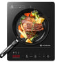 Aobosi Induktionskochfeld 1 Platte, 2000 W, tragbar, schwarz – Glaskeramik-Kochfläche mit Touch-Bedienung