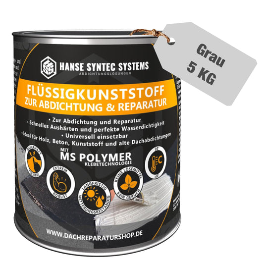 HSS Flüssigkunststoff für Abdichtung & Reparatur – Grau 5 Kg. Grauer Flüssigkunststoff zur Abdichtung und Reparatur.
