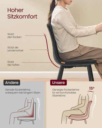 VASAGLE Esszimmerstuhl 4er Set KDC188G01 – Schiefergrau