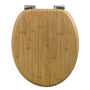 WOLTU WC-Sitz mit Absenkautomatik, MDF, Oval, Bamboo-Dekor in Bambusoptik, mit Scharnieren aus Edelstahl und Zinklegierung