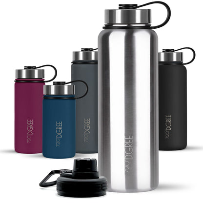 720°DGREE noLimit Edelstahl Trinkflasche 1200 ml, auslaufsicher, mit Schraubverschluss und Sportdeckel