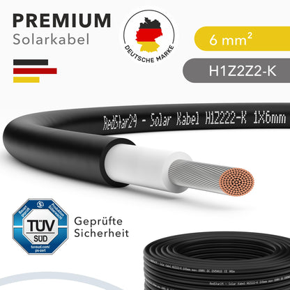 RedStar24 Premium PV Solarkabel – 6mm² Schwarz 50m (TÜV)