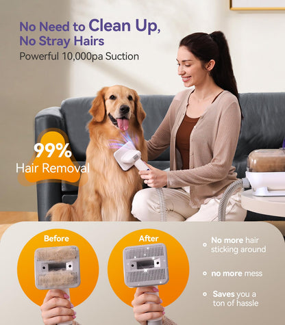 Oneisall Hundestaubsauger Tierhaarentferner mit Bürste