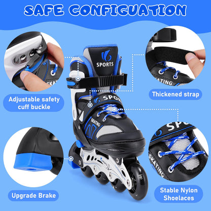 Ylaide Inline Skates Kinder, verstellbar, leuchtende Rollen, Gr. 32–36