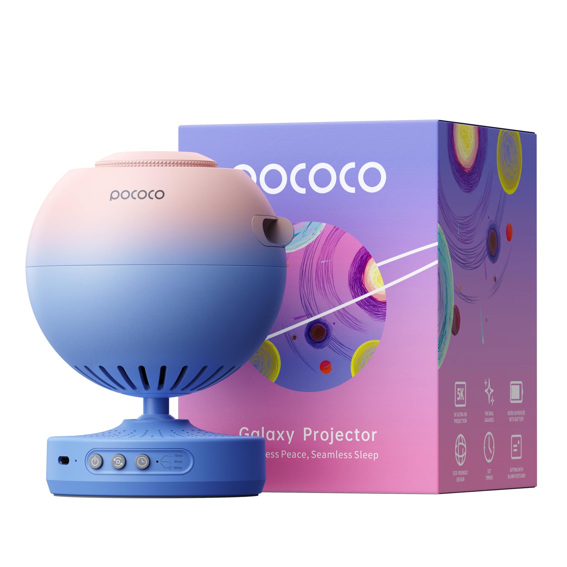 POCOCO Sternenhimmel Projektor, Galaxy Nachtlicht mit 2 Discs & Timer