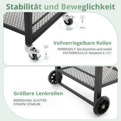 LUE BONA Grillwagen klappbar, Grilltisch mit Edelstahl-Tischplatte