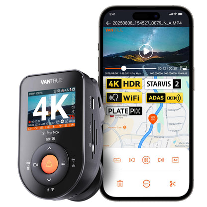 VANTRUE S1 PRO MAX 4K STARVIS 2 Dashcam Auto Vorne 5G WLAN