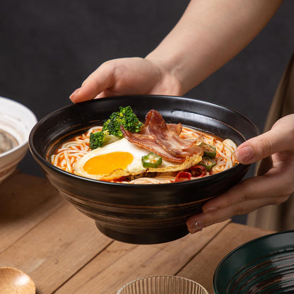 YUN TAO Ramen Schüsseln Set, handbemalte Keramik, 4 Stück, 1035 ml