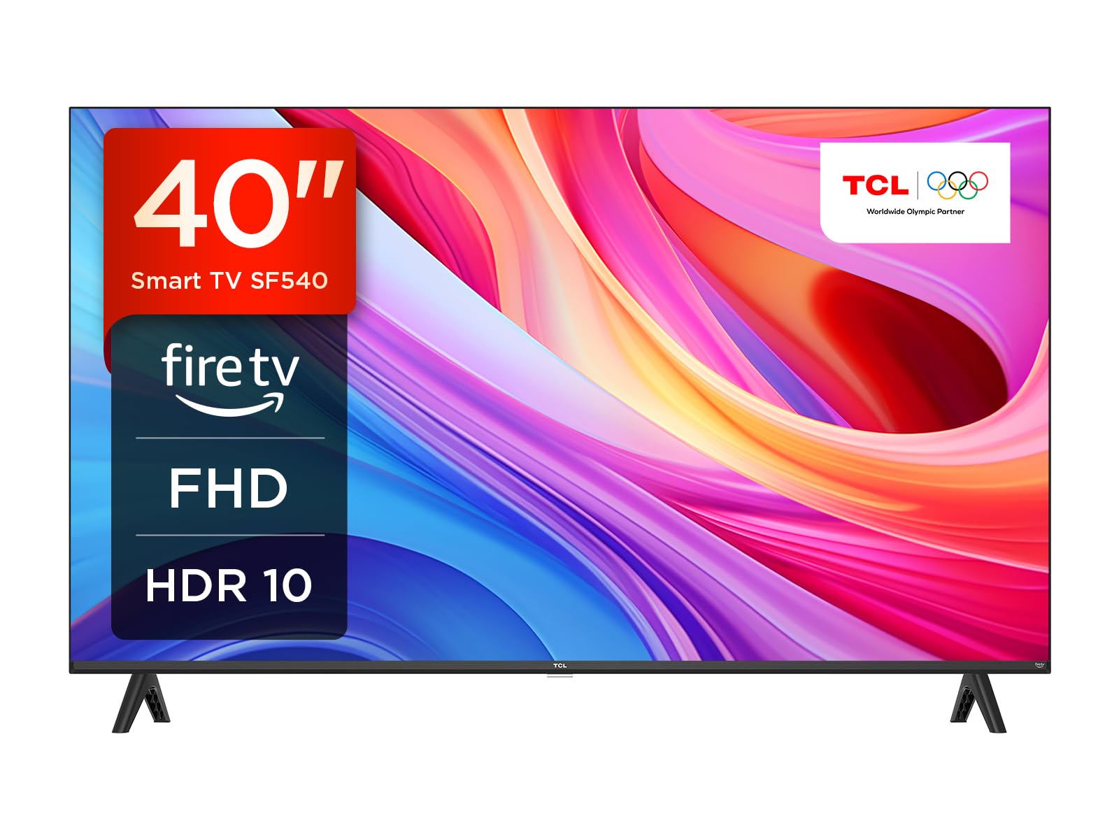 TCL 40SF540 Smart TV, 40 Zoll, Full HD, HDR, Fire OS. Schwarzer Flachbildschirm zur Darstellung von Medieninhalten.