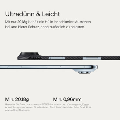 PITAKA iPhone Air Hülle aus Aramidfaser mit MagSafe, Schwarz/Grau