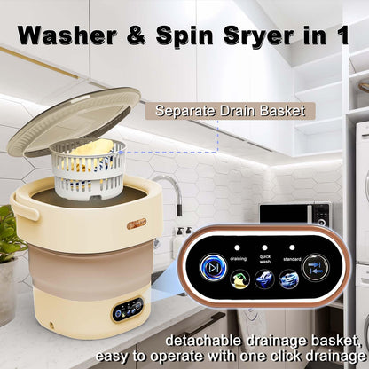 MiniWash Pro Tragbare 2-in-1 Mini-Waschmaschine 15L - Khaki