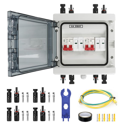 SolVolt PV Anschlusskasten DC Überspannungsschutz 1000V IP65, rechteckig, grau. Sichert Photovoltaik-Anlagen gegen DC-Überspannung.