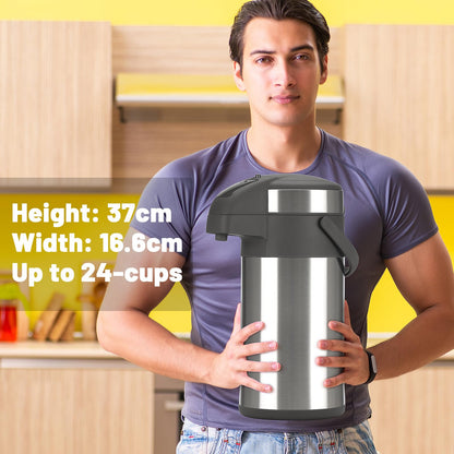 Olerd Pump-Thermoskanne Kaffeespender 4,0L - Silber Edelstahl