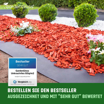 GardenGloss Unkrautvlies 150 g/m², Gartenvlies 25 m x 1 m, 1 Rolle