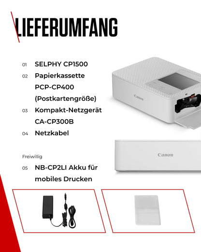 Canon SELPHY CP1500 Kompakter Fotodrucker – Weiss
