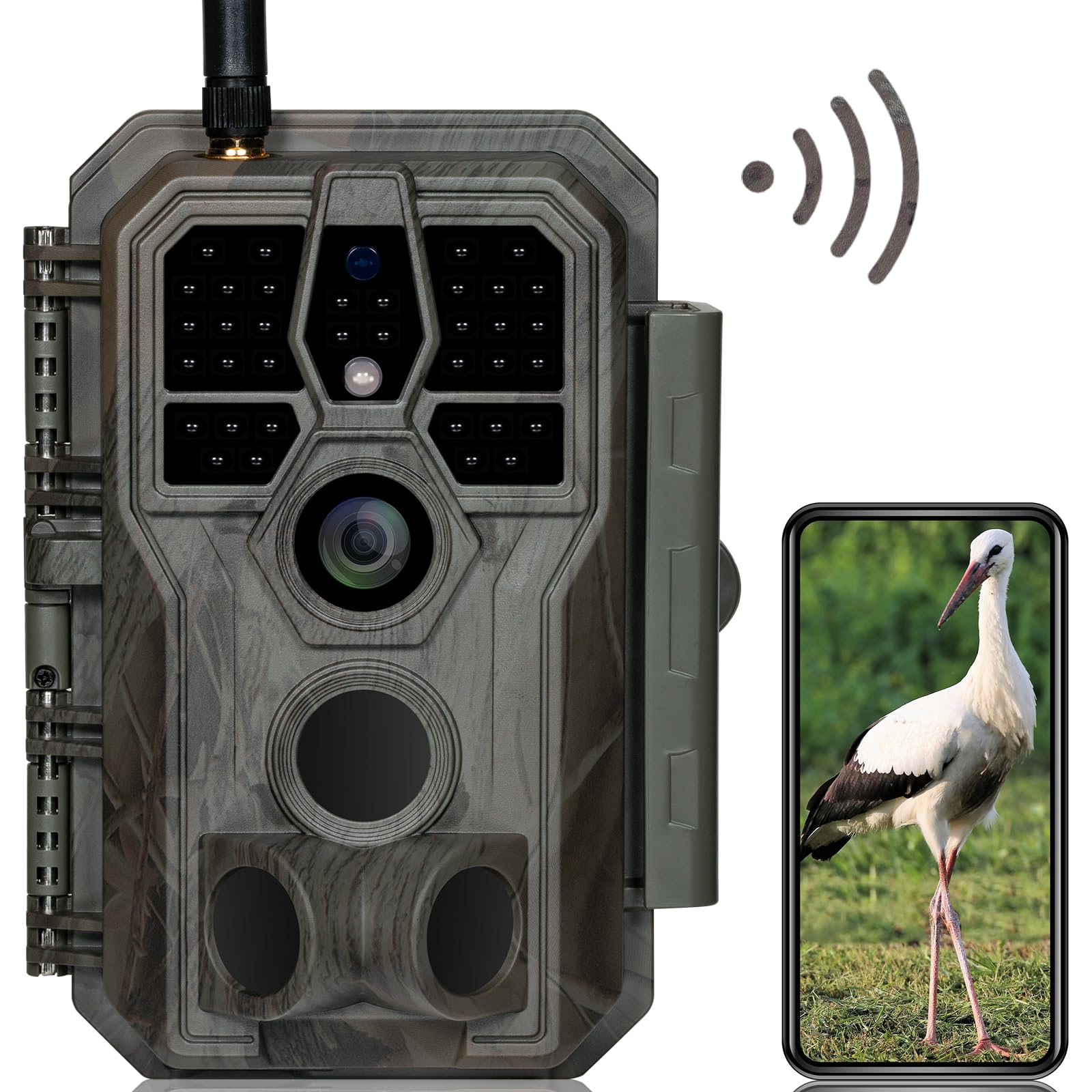 GardePro E8 Wildkamera WLAN – 64MP 1296P Video mit App, rechteckig, getarnt. Zur Wildüberwachung in der Natur.