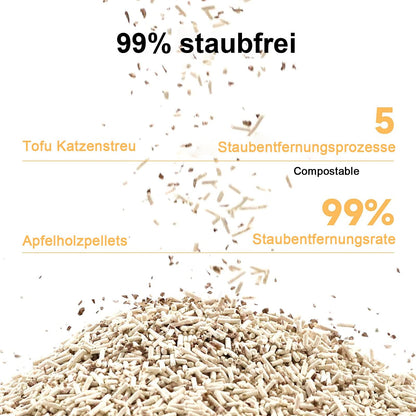 FUKUMARU Tofu Katzenstreu 10,8 kg, Klumpstreu mit Apfelholz