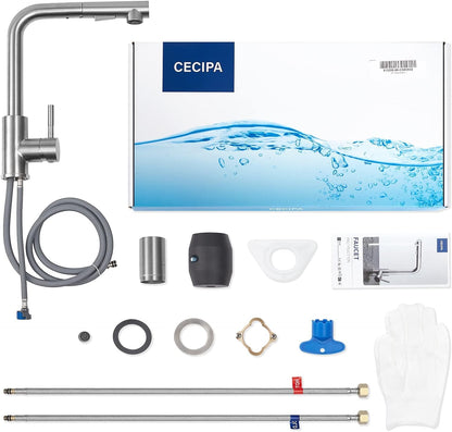 CECIPA Küchenarmatur Ausziehbar - Edelstahl Hochdruck