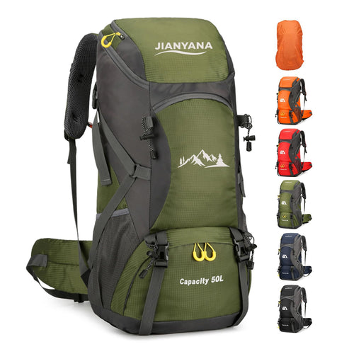 jianyana Wanderrucksack 50L Trekkingrucksack mit Regenhülle und Netztaschen